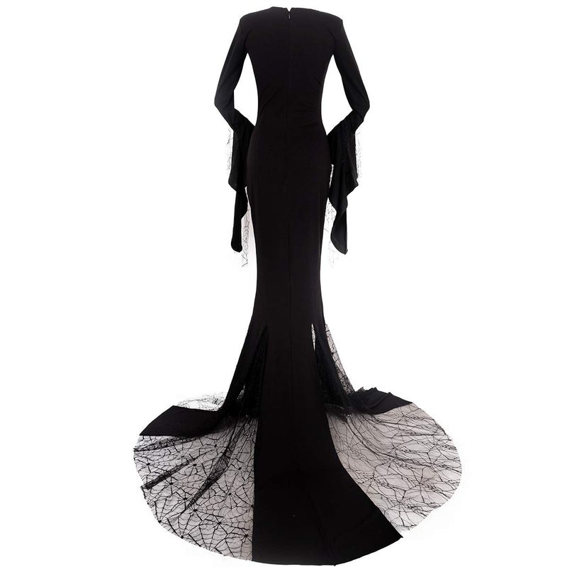 Cosplay.fm Women's Vintage Gothic Long Dress Witch Style Black Dress Halloween Cosplay Costume Dress (S, Black) - Image 4